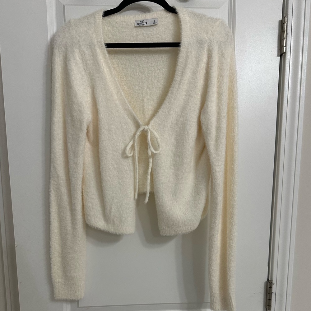 Hollister Cream V-Neck Sweater with Tie